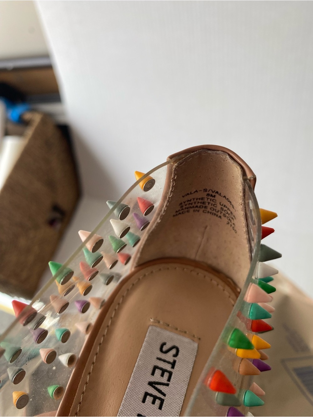 Steve Madden Vala-S Clear Rainbow Spiked Stiletto Heels Nude Pumps Size 8M - Picture 14 of 15